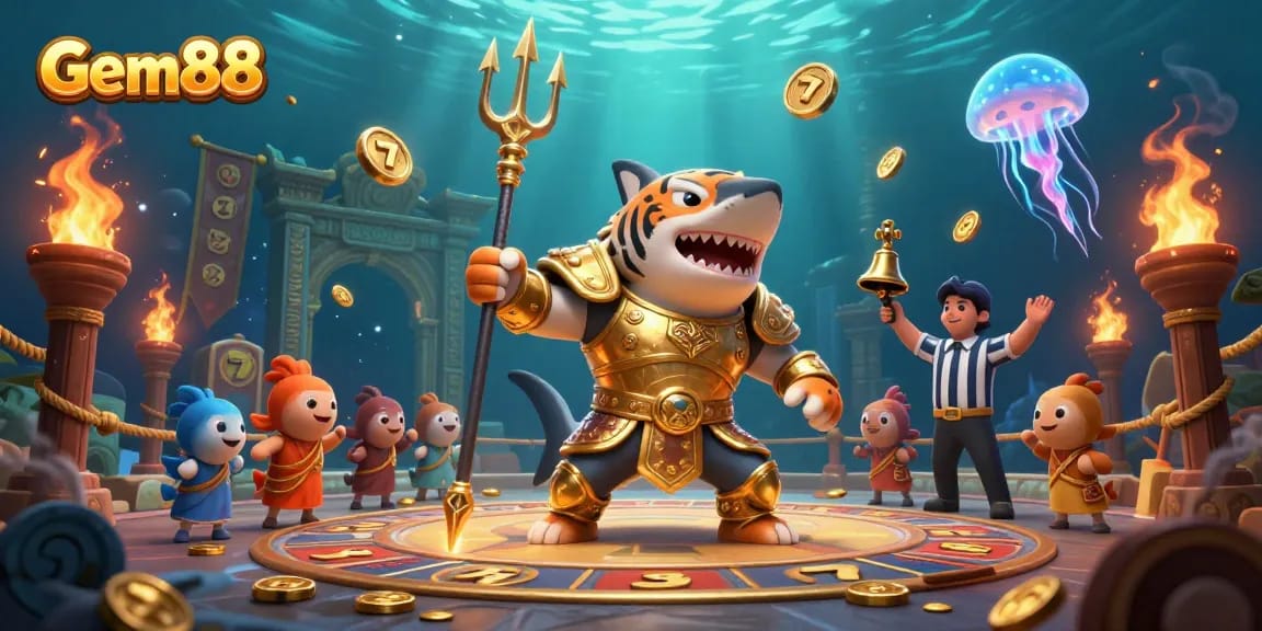 Experience the excitement of Gem88 with dynamic slot reels, immersive underwater casino elements, and thrilling gameplay.