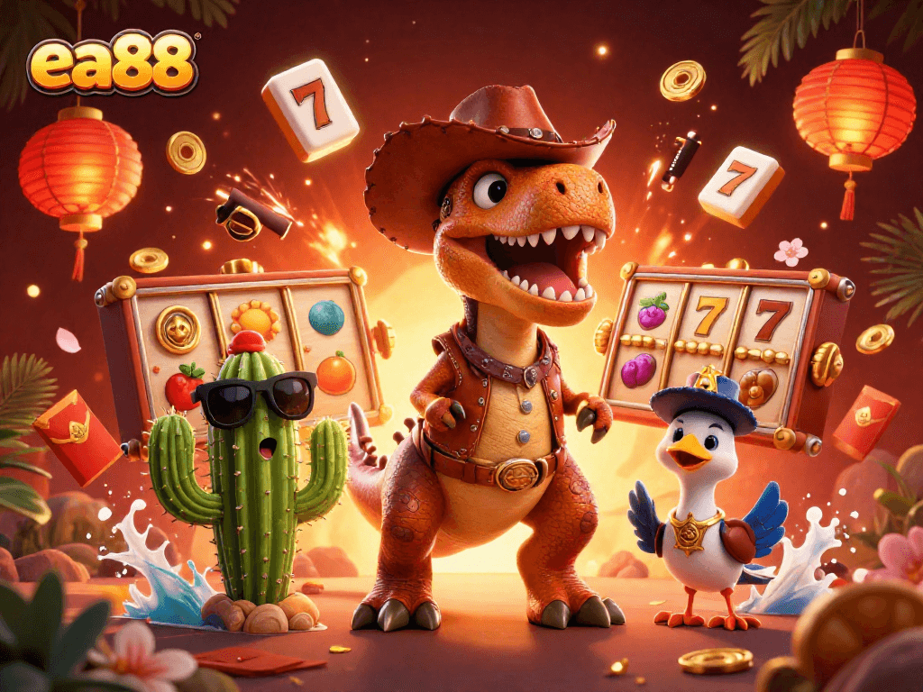 ea88 offers thrilling gaming experiences with vibrant characters and dazzling casino elements.