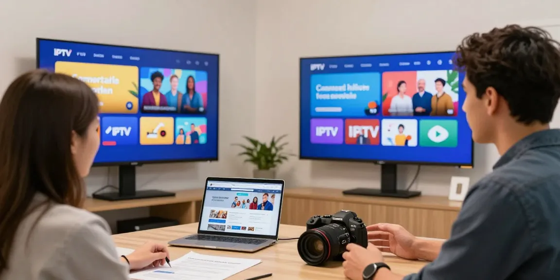 IPTV reseller providing trusted local services in a professional setting, helping clients understand subscription options.