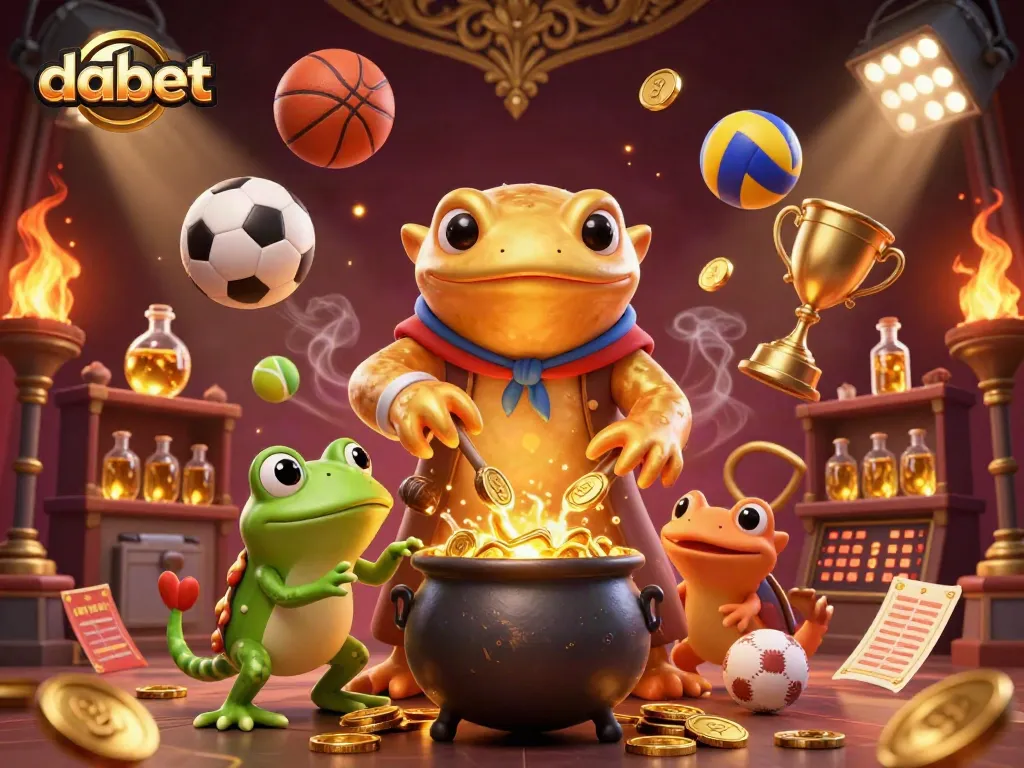 dabet showcases an immersive gaming world with vibrant elements merging sports and alchemy.