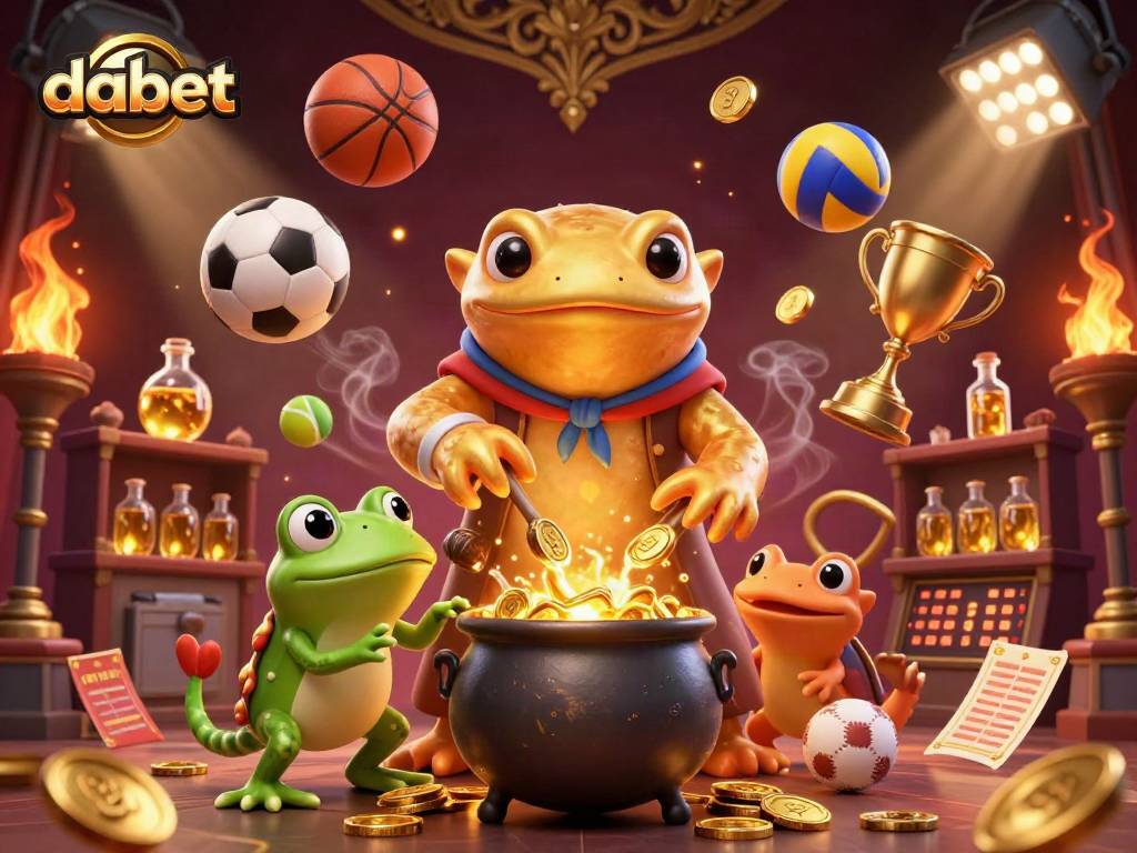dabet showcases an immersive gaming world with vibrant elements merging sports and alchemy.