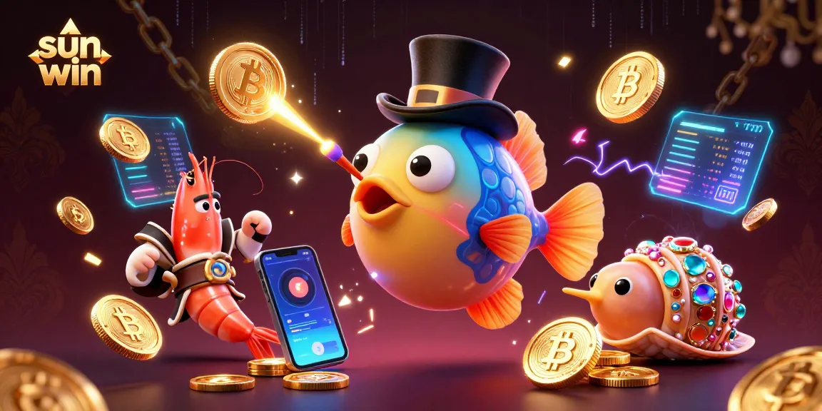 Sun win showcases an exciting deep-sea anglerfish adventure featuring colorful treasures and glowing coins.