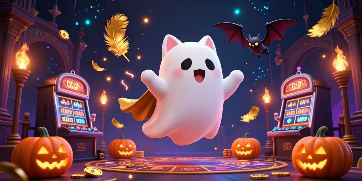 Engage with XX8's haunted casino charm featuring ghost cat, vampire bat, and glowing jack-o-lanterns.