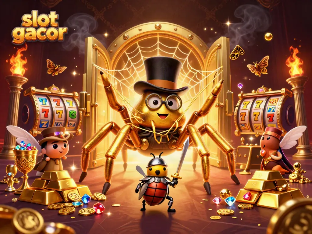 Experience thrilling slot gacor action with rich visuals of jackpots and golden treasures in this vibrant casino scene.