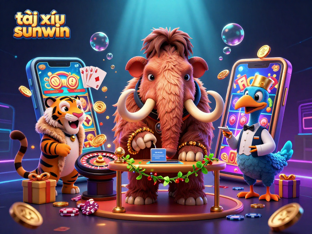 Experience the thrill of tài xỉu sunwin with vibrant casino imagery featuring unique characters and exciting game elements.