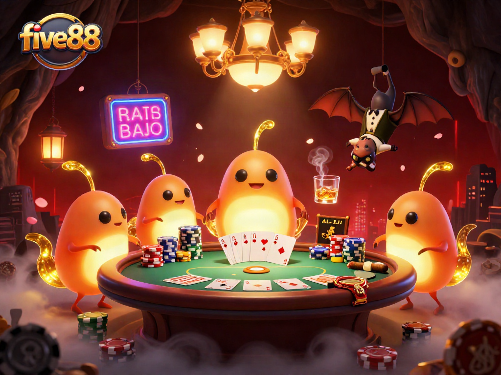 Experience five88's vibrant casino atmosphere with bioluminescent glowworms creating an enchanting gaming scene.