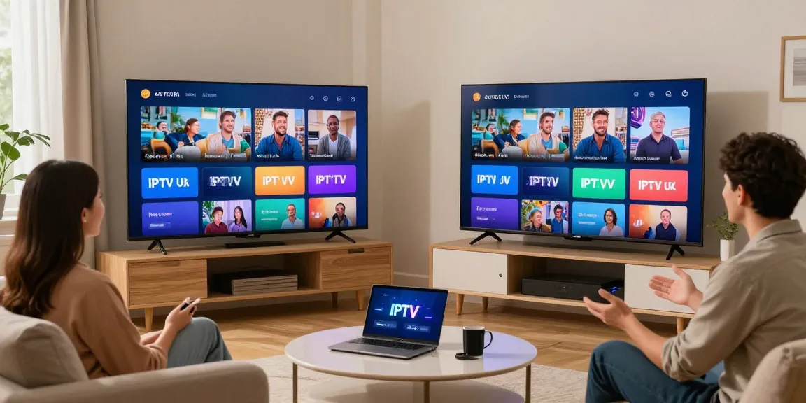 Trusted IPTV UK service showcasing local provider setting up devices, ensuring quality streaming.