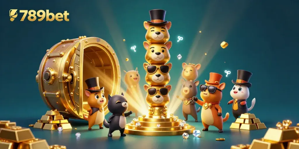 Immerse in the thrill of 789bet with a golden totem pole and a wealth of shimmering treasures.