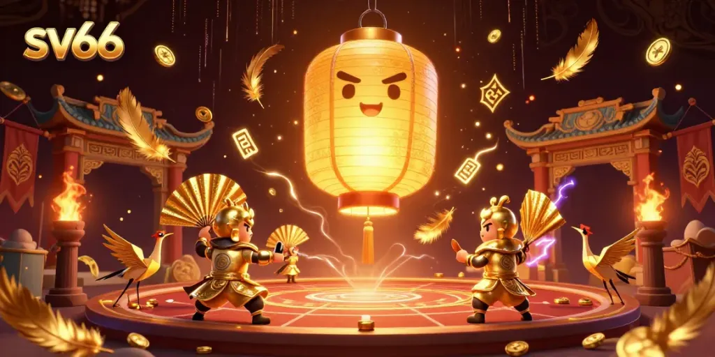 Experience thrilling gaming moments with sv66's vibrant 3D casino scene filled with gold and luck.