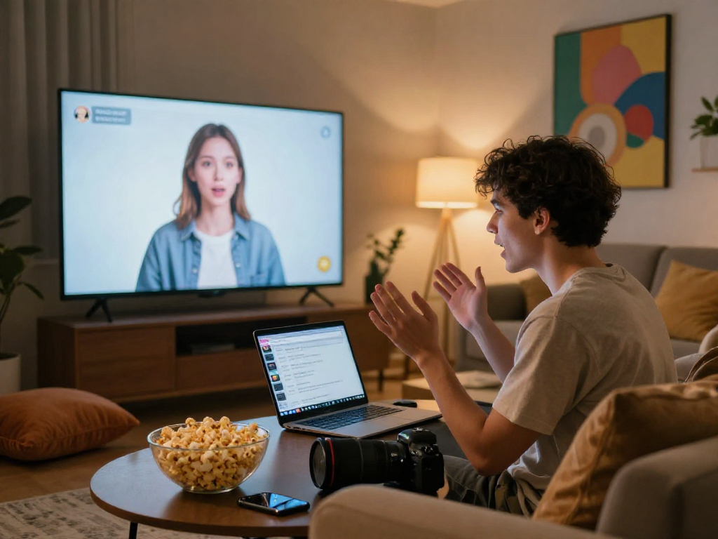 Engaging NSFW AI chat experience in a stylish living room setting