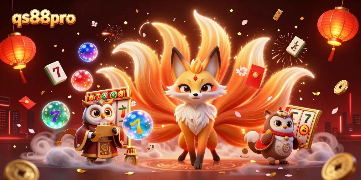Experience the thrilling gameplay at qs88pro with colorful fox spirits amidst vibrant casino elements.