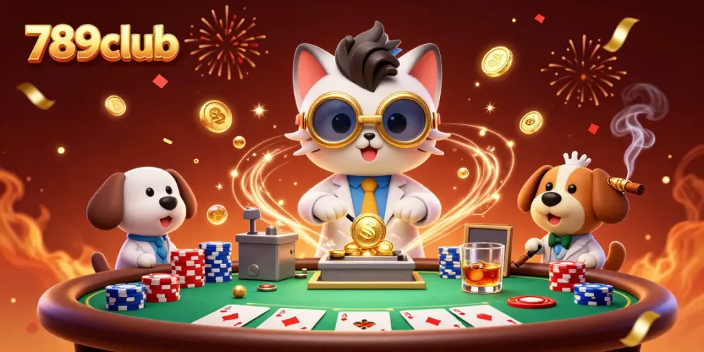 Experience thrilling gameplay with 789club's exciting casino atmosphere featuring a mad scientist cat.