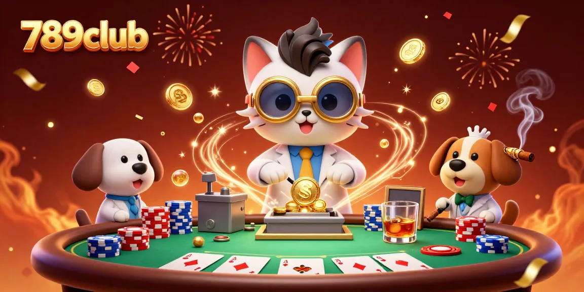 Experience thrilling gameplay with 789club's exciting casino atmosphere featuring a mad scientist cat.