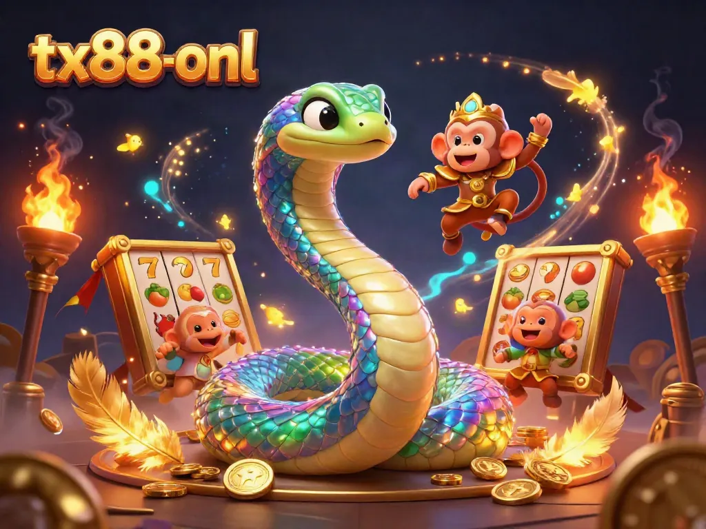 Experience thrilling games at tx88-onl with an enchanting scene featuring golden slot reels and sparkly actions.