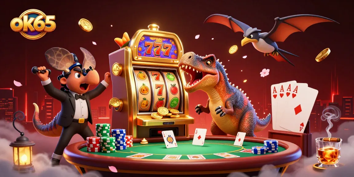 Experience ok65 excitement as a prehistoric pachycephalosaurus hits a jackpot on a slot machine!