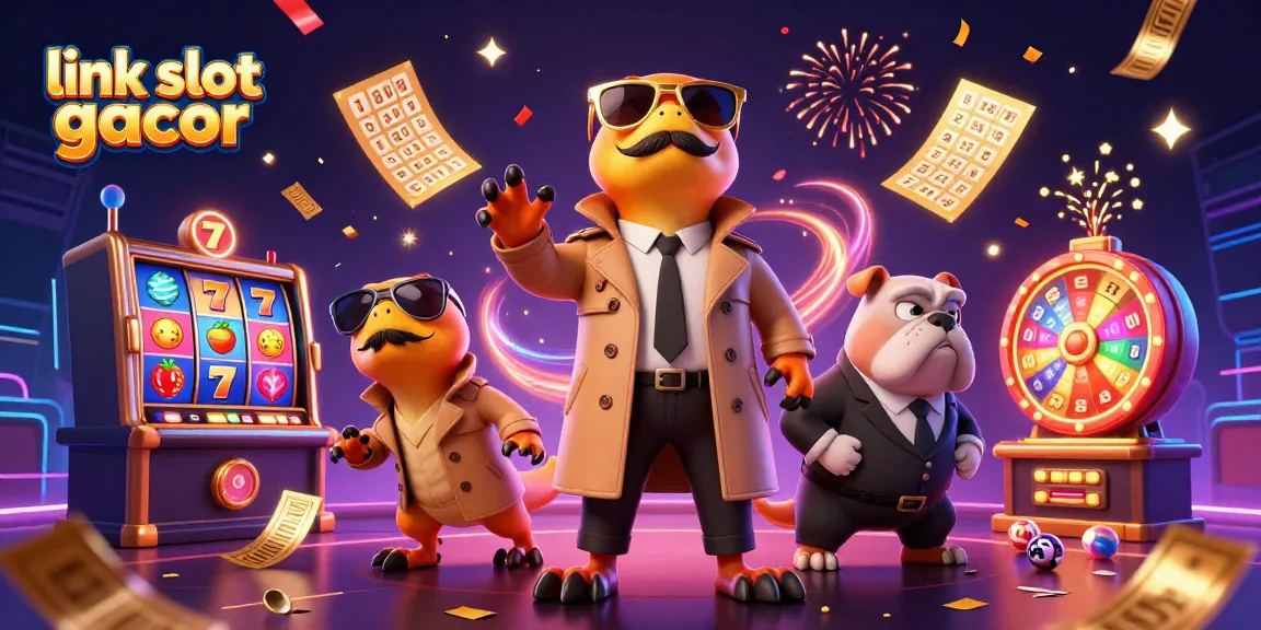 Engage with the exciting link slot gacor as raptors and a bulldog in a vibrant casino scene.