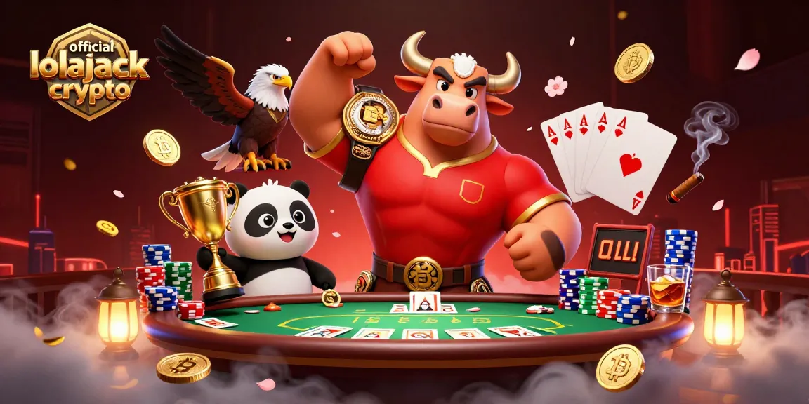Engage in official lolajack crypto gaming excitement with a vibrant 3D scene of characters and casino elements.