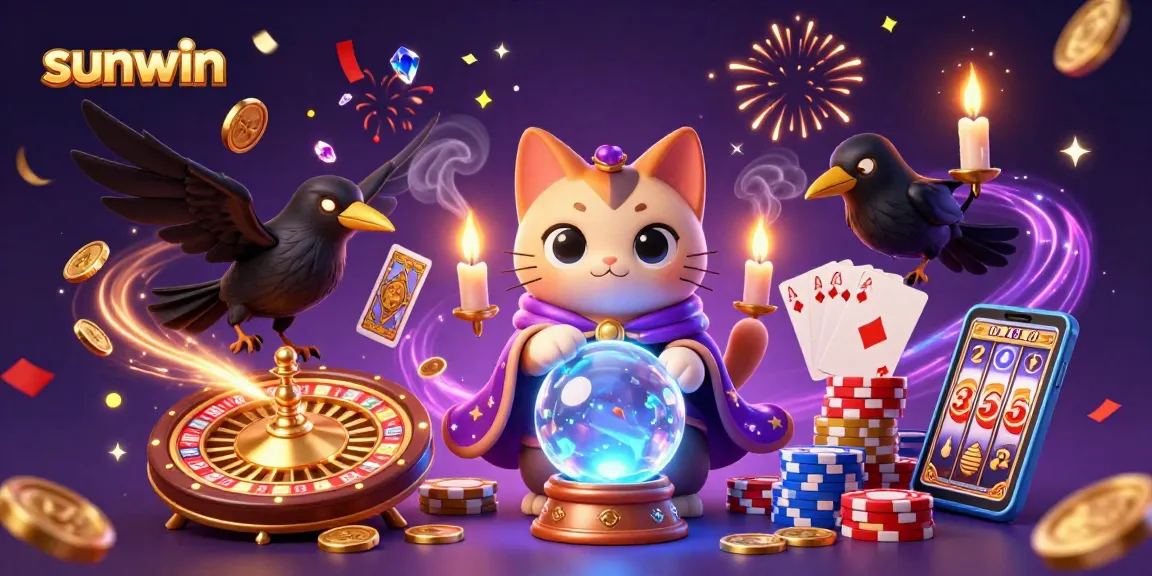 Experience thrilling fun with sunwin as vibrant characters engage in a dynamic, magical casino scene.