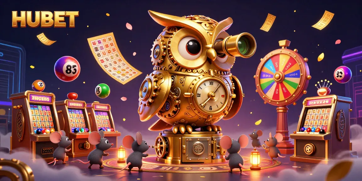 Experience HUBET's thrilling casino atmosphere with colorful games and animated characters.