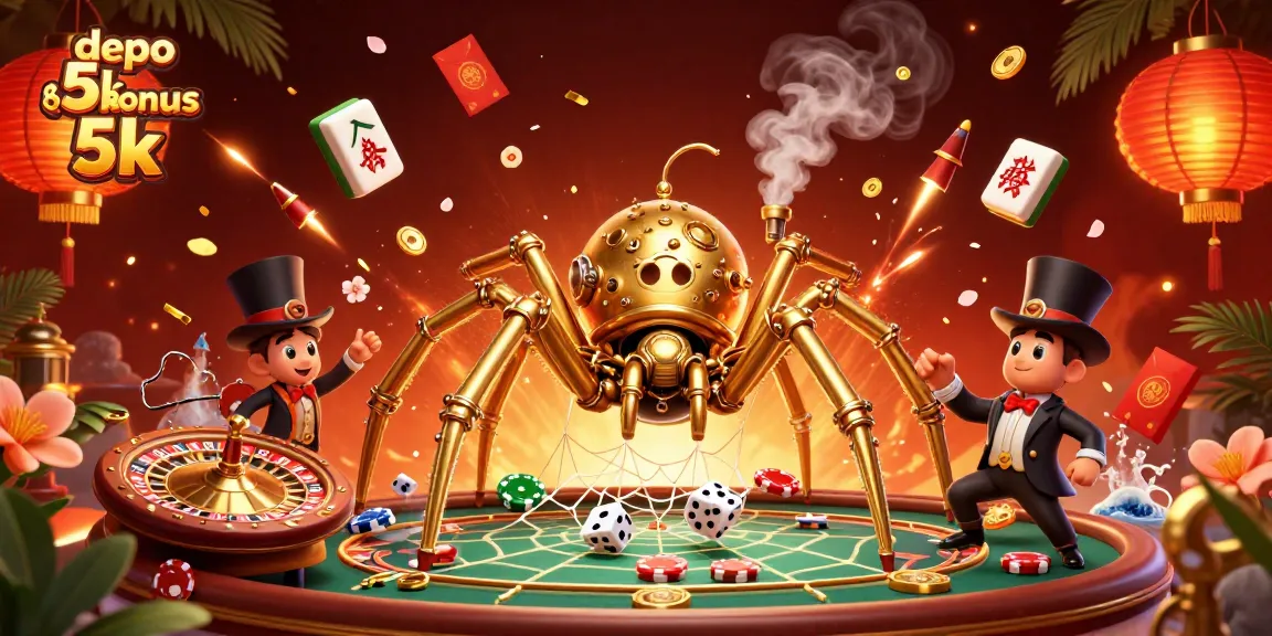 Experience the thrill of a depo 5k bonus 5k with this dynamic casino illustration, showcasing vibrant gaming elements.