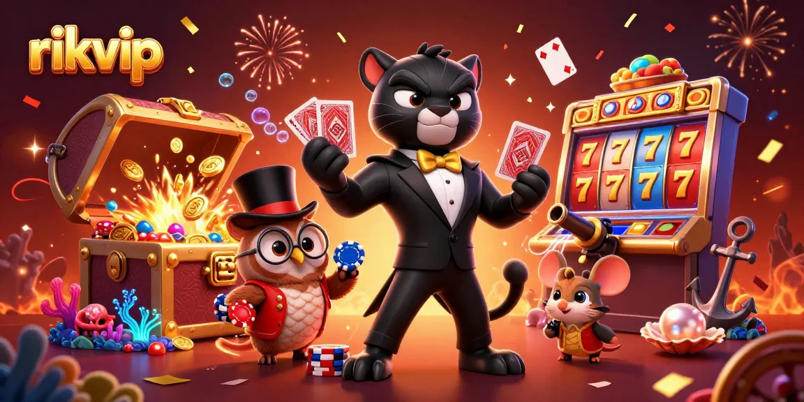 Experience thrilling gameplay at rikvip with stylish characters in a vibrant casino scene.