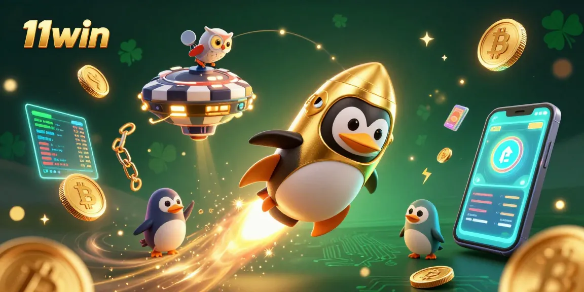 Experience excitement with 11win’s thrilling rocket-powered penguin in a casino space adventure.