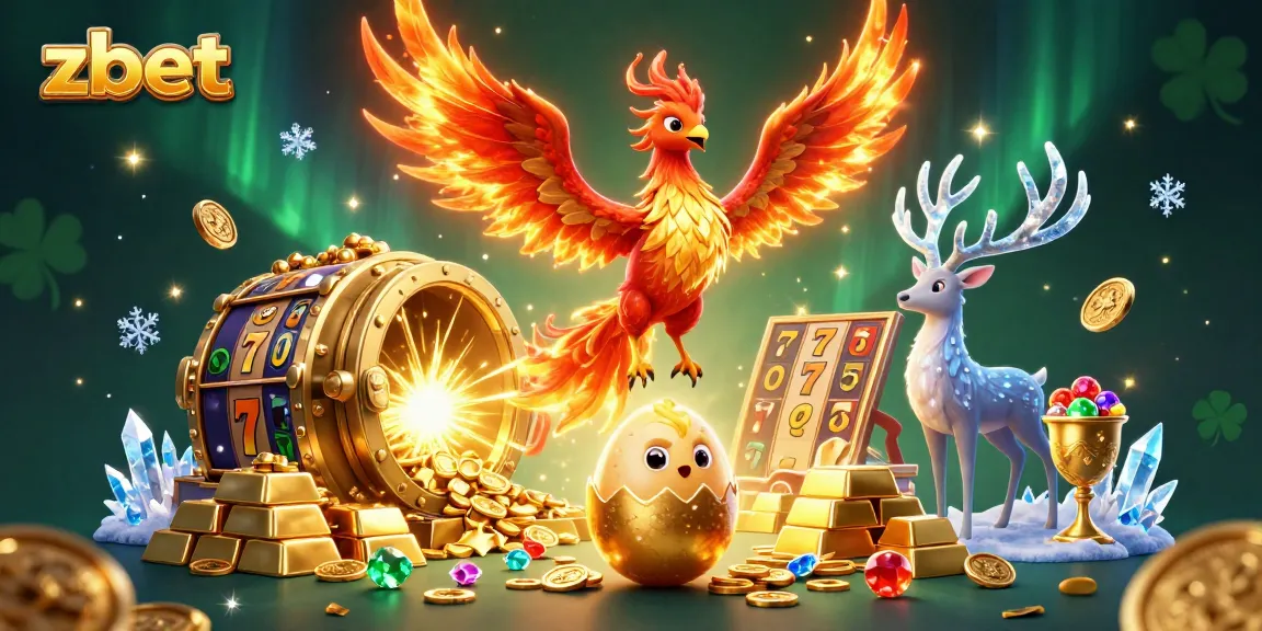 Experience zbet's thrilling slots with a majestic fire phoenix and treasures galore!
