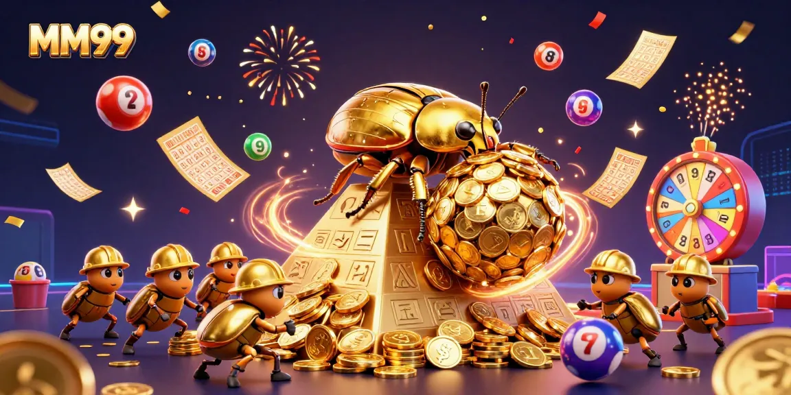 Engage with MM99 through an exciting animated casino adventure featuring dynamic lottery elements and a gold beetle.